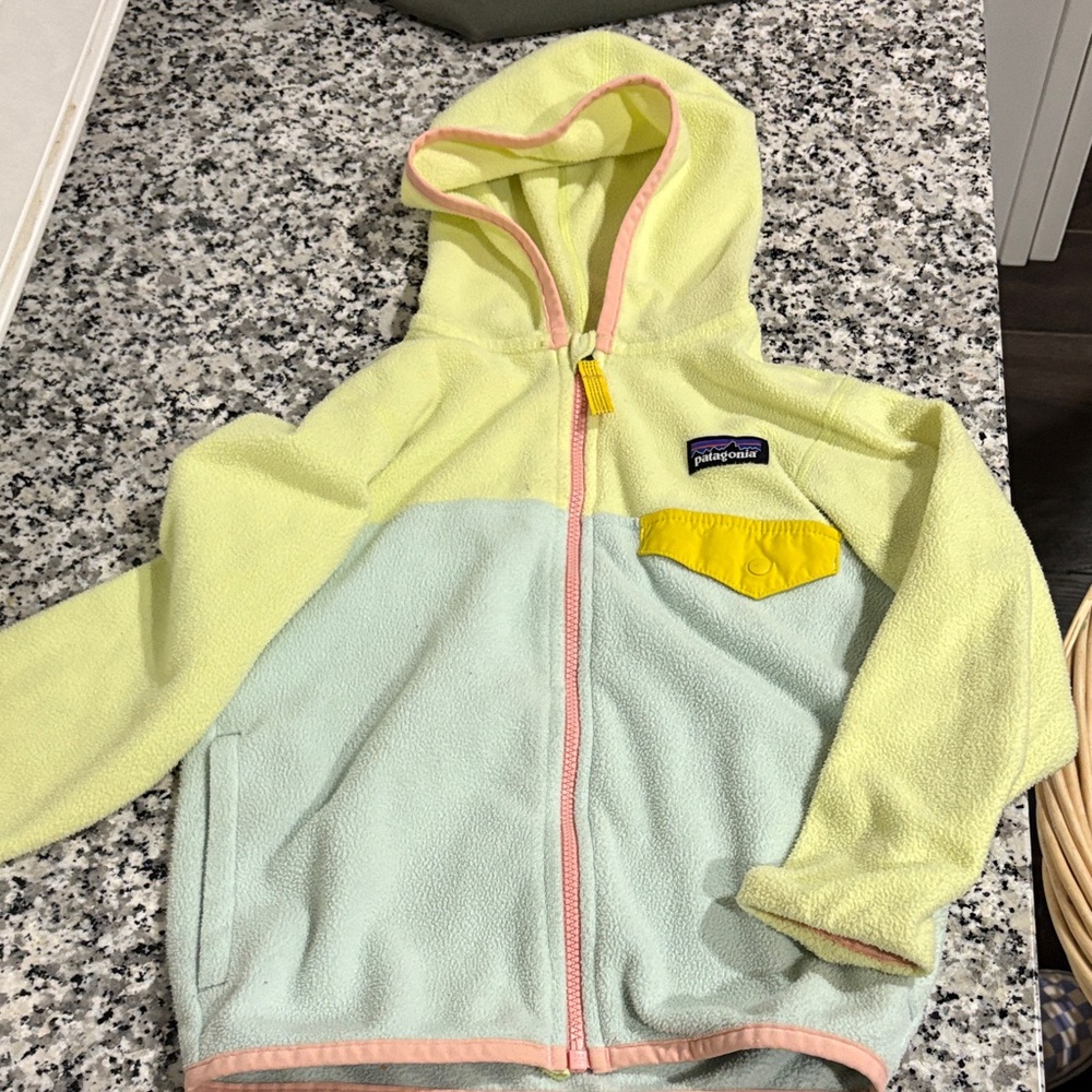 Patagonia Kids Yellow and Mint Fleece Hoodie